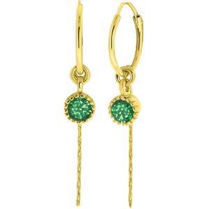 Lucardi Dames Plated oorbellen geboortesteen - Oorbellen - Cadeau - Echt Zilver - Goudkleurig