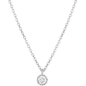 Lucardi Dames Ketting met hanger geboortesteen - Echt Zilver - Ketting - Cadeau - 45 cm - Zilverkleurig