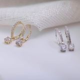 Lucardi Dames Oorringen Met Hanger Zirkonia - Echt Zilver