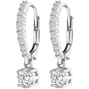 Lucardi Dames Oorringen Met Hanger Zirkonia - Echt Zilver