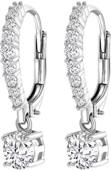 Lucardi Dames Oorringen Met Hanger Zirkonia - Echt Zilver