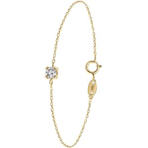 Lucardi Dames Armband Zirkonia - 14 Karaat Goud - 19 cm - Geelgoud