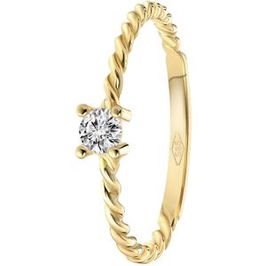 Lucardi Dames Ring gedraaid met zirkonia - Ring - Cadeau voor vrouwen - 14 Karaat Goud - Geelgoud