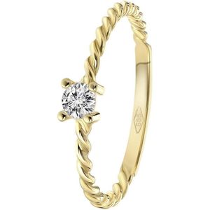 14 karaat geelgouden ring gedraaid met zirkonia