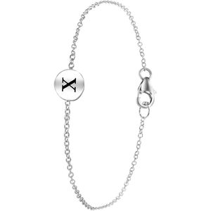 Lucardi Dames Armband Alfabet Rhodiumplated - Echt Zilver - Armband - Cadeau - 18 cm