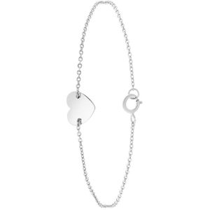 Lucardi Dames Armband graveer hart - Echt Zilver - Armband - Cadeau - 19 cm - Zilverkleurig