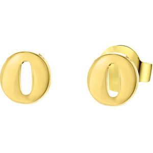 Lucardi Dames Plated oorbellen letter - Oorbellen - Cadeau voor vrouwen - Staal - Goudkleurig
