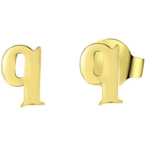 Lucardi Dames Plated oorbellen letter - Oorbellen - Cadeau voor vrouwen - Staal - Goudkleurig