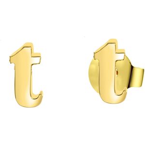 Lucardi Dames Plated oorbellen letter - Oorbellen - Cadeau voor vrouwen - Staal - Goudkleurig