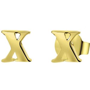 Lucardi Dames Plated oorbellen letter - Oorbellen - Moederdag Cadeautje - Staal - Goudkleurig