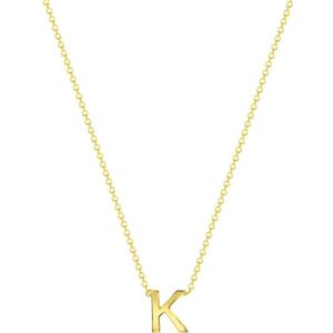 Lucardi Dames Ketting met letter hanger - 9 karaat - Ketting - Cadeau voor vrouwen - 43 cm - Geelgoud