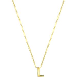 Lucardi Dames Ketting met letter hanger - 9 karaat - Ketting - Cadeau voor vrouwen - 43 cm - Geelgoud