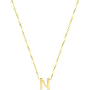 Lucardi Dames Ketting met letter hanger - 9 karaat - Ketting - Cadeau voor vrouwen - 43 cm - Geelgoud