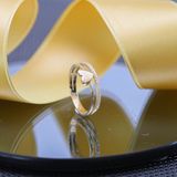 Lucardi - Dubbele Ring - Geelgoud - 14 Karaat - Hart en Zirkonia