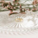 Lucardi - Dubbele Ring - Geelgoud - 14 Karaat - Hart en Zirkonia