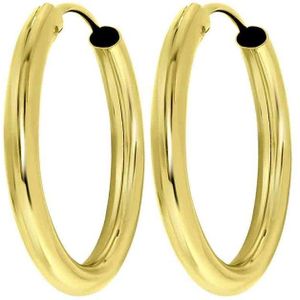 Lucardi Dames Oorbellen 15mm - Oorbellen - Moederdag Cadeautje - 9 Karaat - Geelgoud