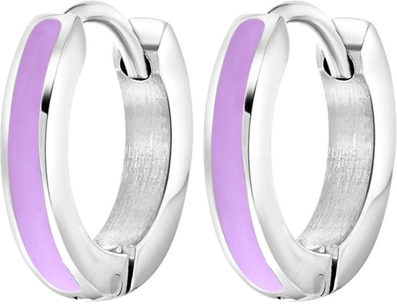 Lucardi Meisjes Oorring met Plating - Cadeau - Staal - Zilverkleurig