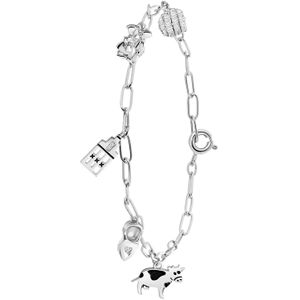 Lucardi Dames Bedelarmband Nederland - Echt Zilver - Armband - Cadeau - 19 cm - Zilverkleurig