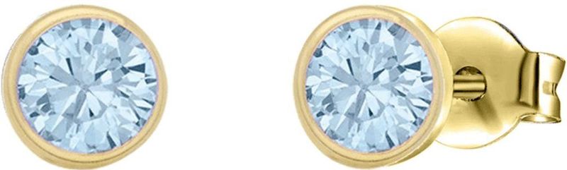 Lucardi - Oorknop - Geelgoud - 9 Karaat - Rond - Zirkonia