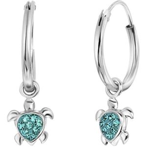 Lucardi - Kinderoorbellen met plating - dier - sieraden - cadeau zilver, 10 mm, Sterling zilver, kristal