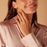 Lucardi - Dames Ring - Goudkleurig - 6mm - Echt Zilver - Met Zirkonia