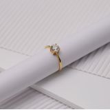 Lucardi - Dames Ring - Goudkleurig - 6mm - Echt Zilver - Met Zirkonia