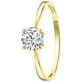 Lucardi - Dames Ring - Goudkleurig - 6mm - Echt Zilver - Met Zirkonia