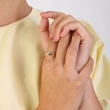 Lucardi - Dames Ring - Goudkleurig - Echt Zilver - Met Zirkonia