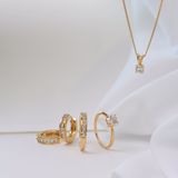 Lucardi - Dames Ring - Goudkleurig - Echt Zilver - Met Zirkonia