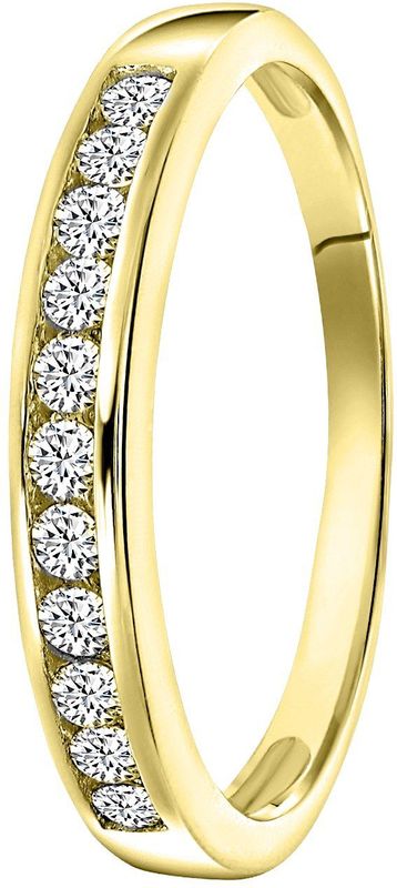 Lucardi - Dames Ring - Goudkleurig - Echt Zilver - Met Zirkonia