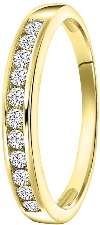 Lucardi - Dames Ring - Goudkleurig - Echt Zilver - Zirkonia