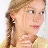 Lucardi - Dames Oorbellen - Kristal Wit - Echt Zilver - Goudkleurig