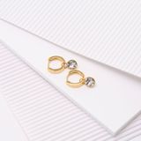 Lucardi - Dames Oorbellen - Kristal Wit - Echt Zilver - Goudkleurig