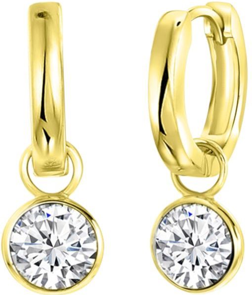 Lucardi - Dames Oorbellen - Kristal Wit - Echt Zilver - Goudkleurig