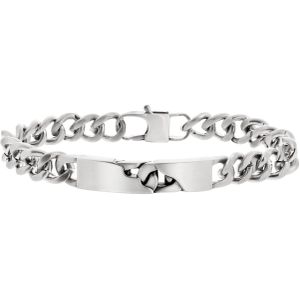 Lucardi Heren Armband mat met gourmetschakel - Staal - Armband - Cadeau - 21 cm - Zilverkleurig
