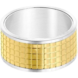 Lucardi Heren Goldplated ring - Ring - Moederdag Cadeautje - Staal - Goudkleurig en Zilverkleurig