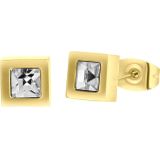 Lucardi - Oorknopjes - Wit - Staal met Plating