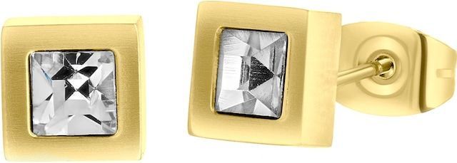 Lucardi - Oorknopjes - Wit - Staal met Plating