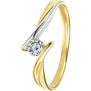 9 Karaat bicolor ring met zirkonia