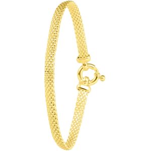 Lucardi Dames Armband mesh - Echt Zilver - Armband - Cadeau - 19 cm - Goudkleurig