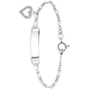 Zilveren kinderarmband hart licht roze zirkonia