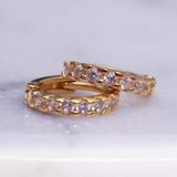 Lucardi - Oorring - Goudkleurig - Rond - Zirkonia - Echt Zilver