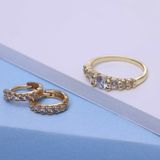 Lucardi - Oorring - Goudkleurig - Rond - Zirkonia - Echt Zilver