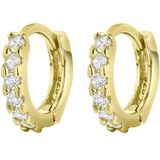 Lucardi - Oorring - Goudkleurig - Rond - Zirkonia - Echt Zilver