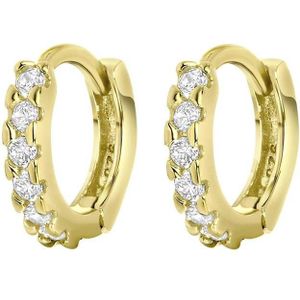 Lucardi Meisjes Oorring met plating - Rond - Zirkonia - Cadeau - Echt Zilver - Goudkleurig