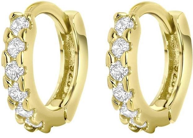 Lucardi - Oorring - Goudkleurig - Rond - Zirkonia - Echt Zilver