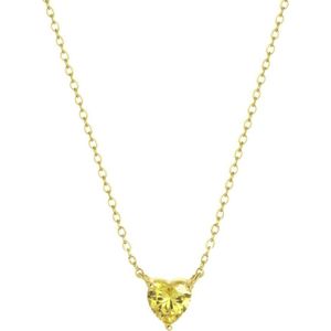 Lucardi Dames Ketting Love month stones hart - Echt Zilver - Ketting - Moederdag Cadeautje - 45 cm - Goudkleurig