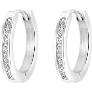 Lucardi - Oorbellen - Zilverkleurig - Met Zirkonia Steentjes - Staal