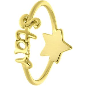 Lucardi Meisjes Kinder ring met plating - Ster - Moederdag Cadeautje - Echt Zilver - Goudkleurig