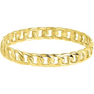Lucardi Dames Ring gourmetschakel - Ring - Cadeau voor vrouwen - 14 Karaat Goud - Geelgoud
